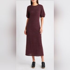 Treasure & Bond Brushed Lace Maxi Dress • Burgandy Fudge 1️⃣